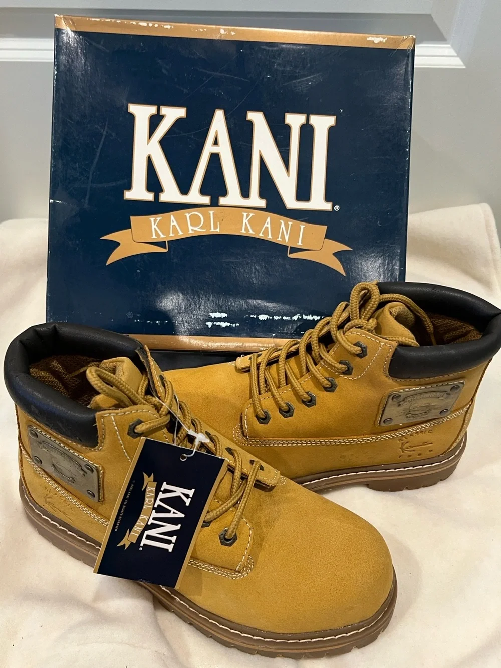 Karl Kani Klassic Vintage Tan Leather Boots Men’s US 7 EU 39.5/ Women’s 9 NWT!